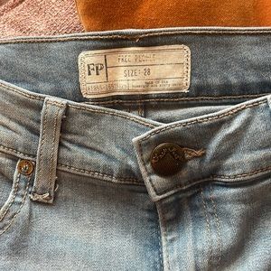 Free People Jeans Wide Leg Bell Bottom Fringe